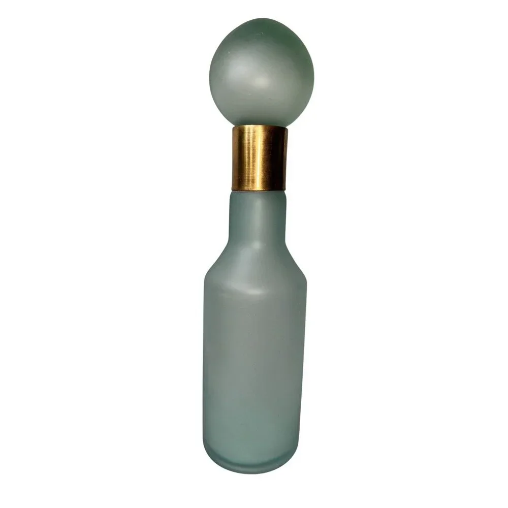 Frosted Glass Decorative Canister With Gold Accent - Z Gallerie Cleo Spa Small